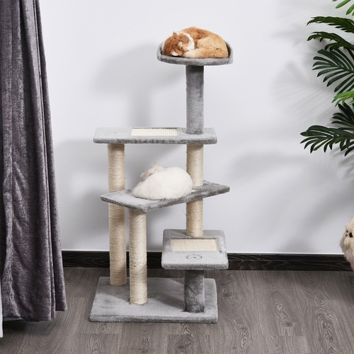 PawHut 40" Cat Tree Scratcher Kitty Activity Center Climber Plush