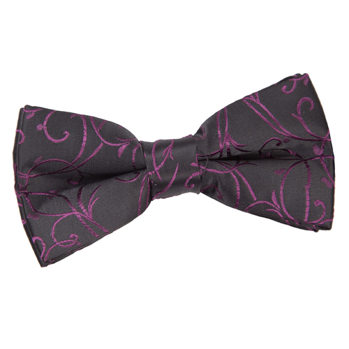 Swirl Pre-Tied Bow Tie - Black & Purple