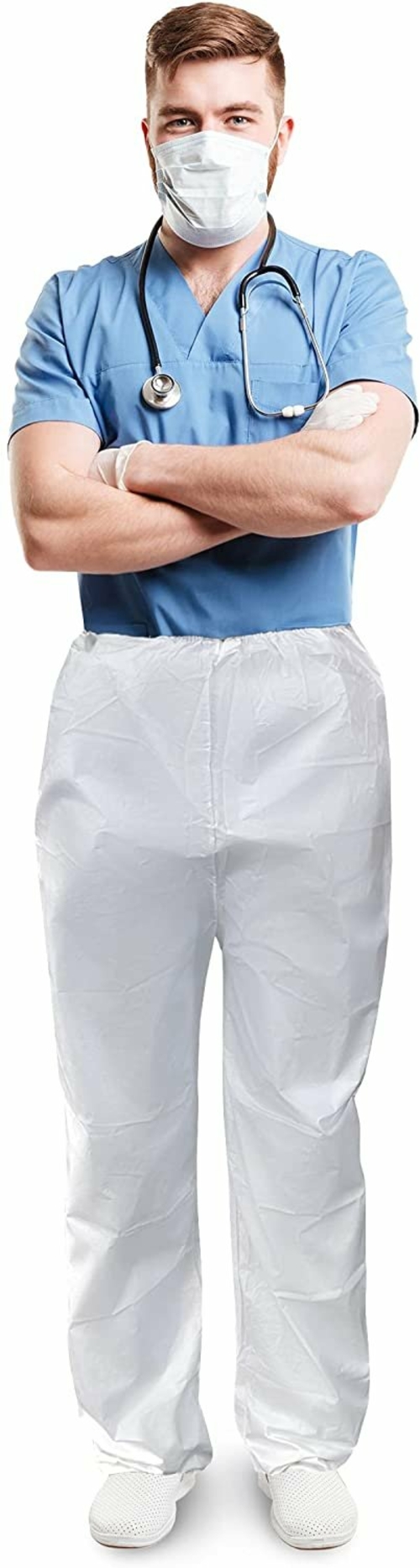 Amazing Supply Disposable Scrubs Pants. Waterproof Protective White