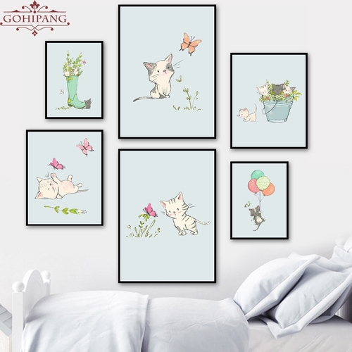 Animals Cute Cat Balloon Wall Art Print