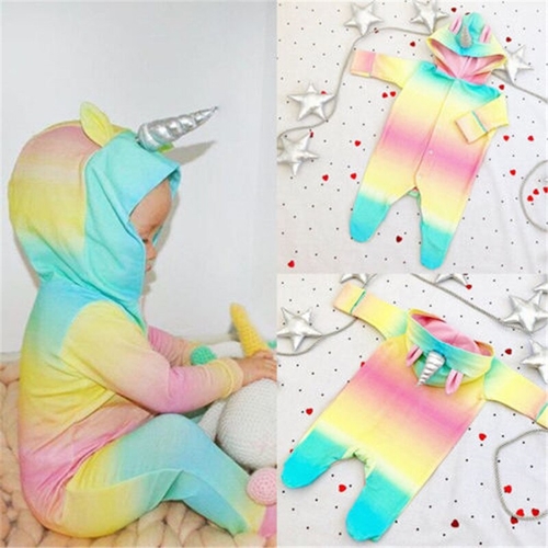 Cute Toddler Baby Boy Girl Unicorn Romper Rainbow