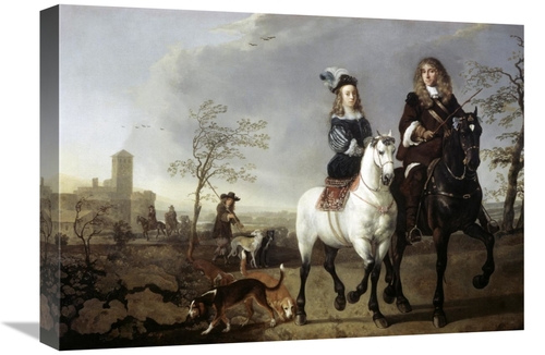 Global Gallery GCS-277233-22-142 22 in. Lady & Gentleman on Horseback 