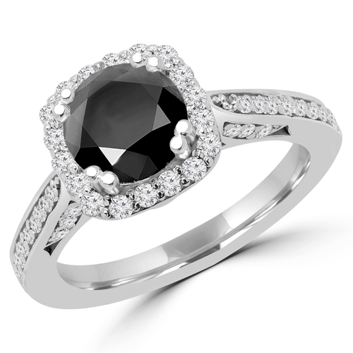 Majesty Diamonds MD170294-P 2.25 CTW Round Black Diamond Halo Engageme