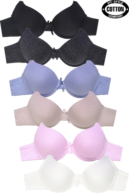 Sofra BR4353P - 36A Intimate Solid Full Coverage Cotton Blend Bra Sets