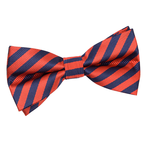Thin Stripe Pre-Tied Bow Tie - Navy Blue & Red
