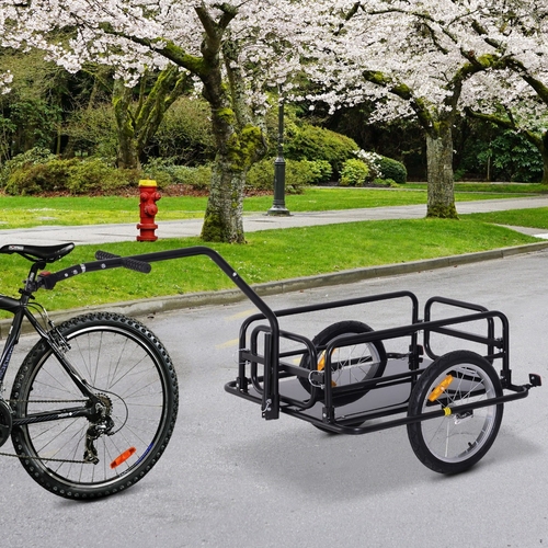 Aosom Folding Bicycle Cargo Trailer Utility Bike Cart Carrier for
