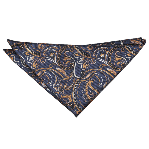 Cypress Paisley Handkerchief - Navy & Gold