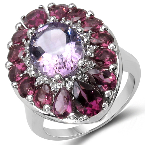 5.64 Carat Genuine Amethyst, Rhodolite & White Topaz .925 Sterling