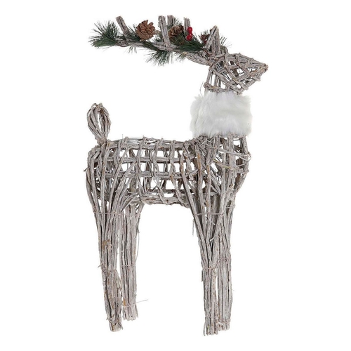 Christmas bauble DKD Home Decor Reindeer White wicker 33 x 14 x 60 cm