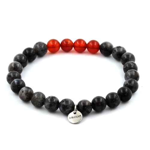 Labradorite + Red Agate Bracelet 8 mm Bead