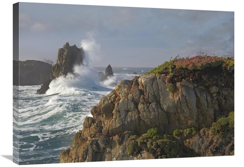 24 x 32 in. Pounding Waves & Rocky Shoreline at Piedras Blancas, C