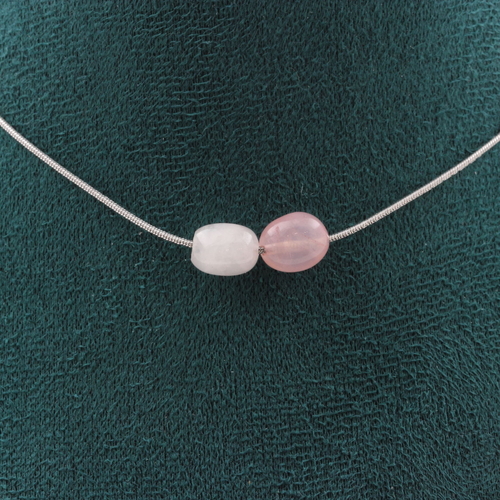 Rose Quartz from Brazil 2 beads necklace.