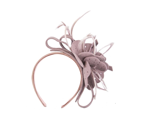 Dusty pink felt flower winter fascinator