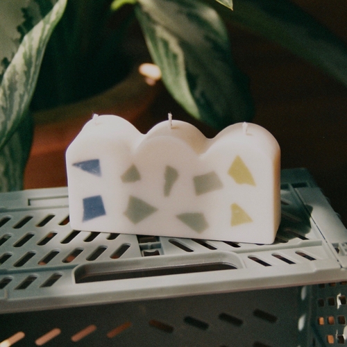 Scallop Soy Pillar Candle - Terrazzo