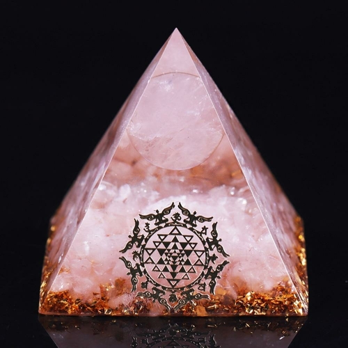 Rose Pink Quartz Crystals Sphere Orgone Pyramid Energy Generator For