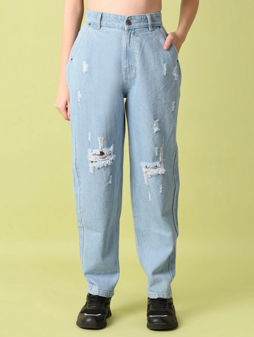Women High Rise Denim Jeans(Size32)(Colorlight blue)