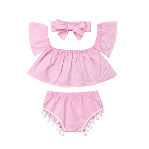 Fashion Newborn Baby Girls Summer Pink Sleeve