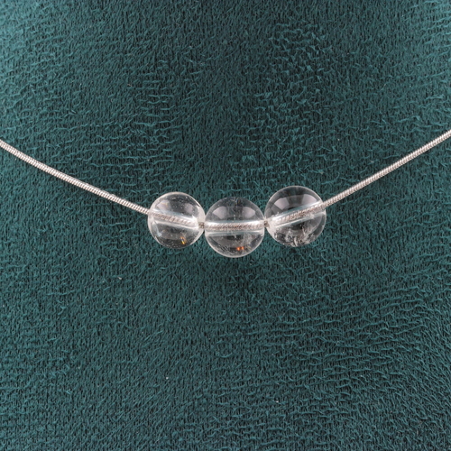 Quartz 8 mm 3 beads necklace. 