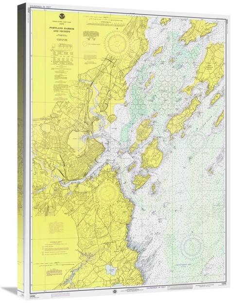 Global Gallery GCS-450527-30-142 30 in. Nautical Chart - Portland Harb