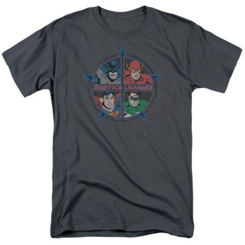 Trevco Jla-Four Heroes Short Sleeve Adult 18-1 Tee- Charcoal - 2X