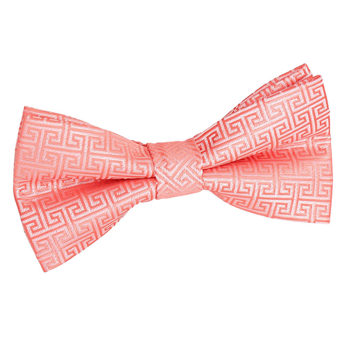 Greek Key Pre-Tied Bow Tie - Coral