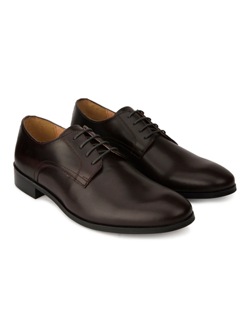 Men Solid Coffee Brown Lace-Up Derby(Size8)(Colorbrown)