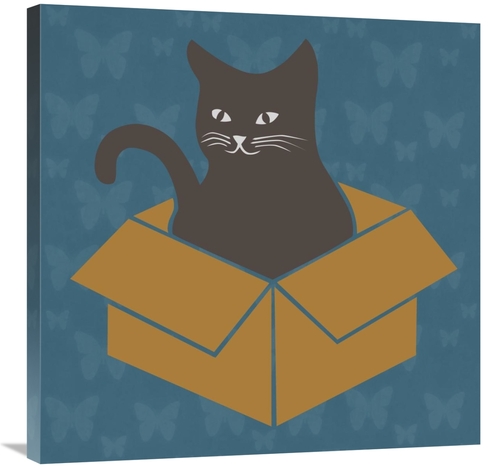 Global Gallery GCS-458107-3030-142 30 x 30 in. Cat in a Box - Blue Art