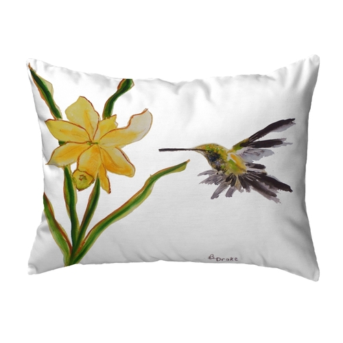 Betsy Drake KS332 11 x 14 in. Yellow Hummingbird Small No-Cord Pillow