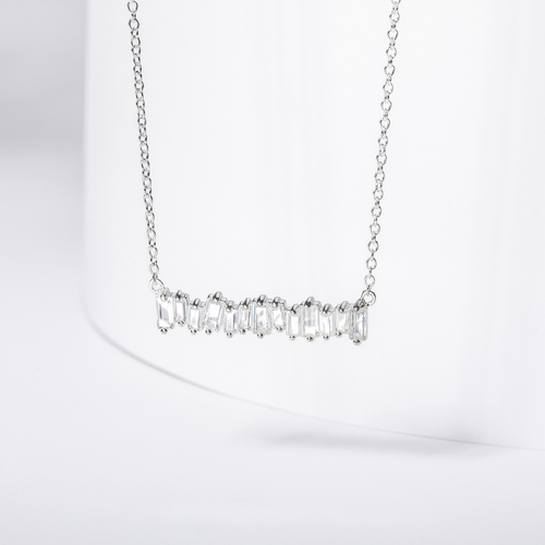 Rectangle Pendant Necklace, Rectangle Necklace For Girl, Zigzag Stone