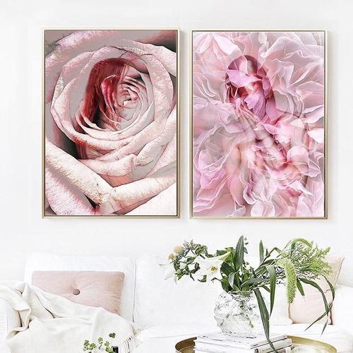Wall Art Canvas Painting Big Flower Girl