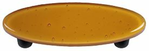 Hot Knobs HK1013-POB Medium Amber Oval Glass Cabinet Pull - Black Post