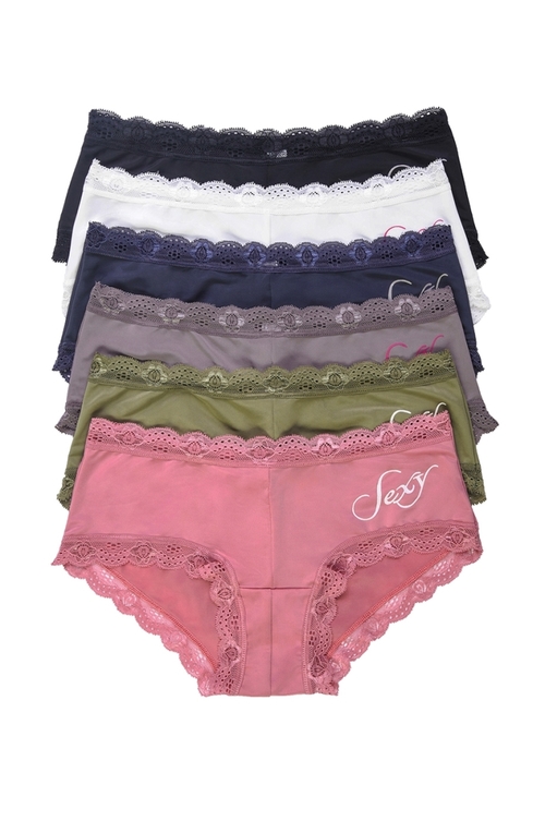 Mamia & Sofra LP7225PH3-6PK-LG Womens Intimate Sets - Poly Hipster Pan