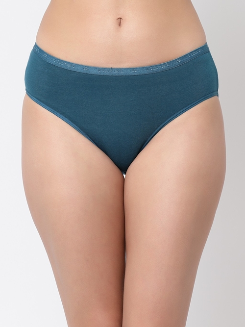 Floret Cotton Solid Mid-Rise Hipster Panty, Turquoise