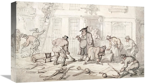 Global Gallery GCS-268490-22-142 22 in. Labourers Putting Down a Pavem