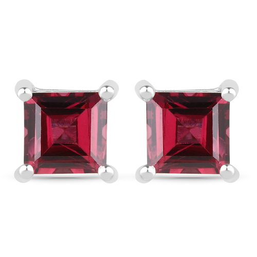 1.77 Carat Genuine Rhodolite .925 Sterling Silver Earrings