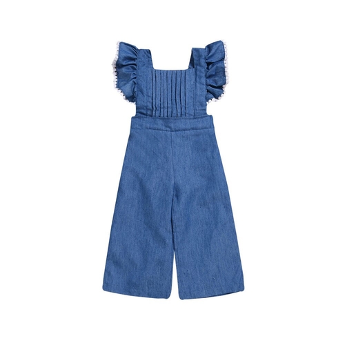 Newborn Infant Baby Girls Denim Backless Ruffles