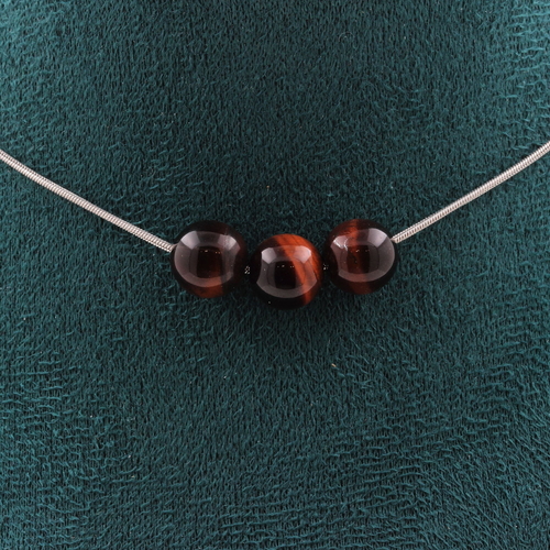 Red Tiger Eye 8 mm 3 beads necklace.