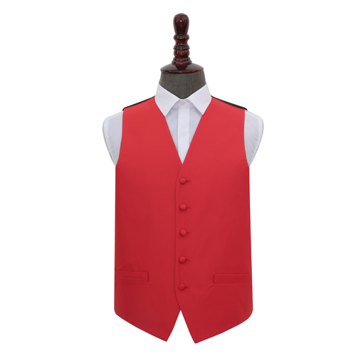 Solid Check Waistcoat - Red, 36'