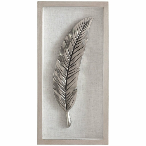 Bassett Mirror 7300-371EC Feather Hanging Wall Art, Silver Leaf - 