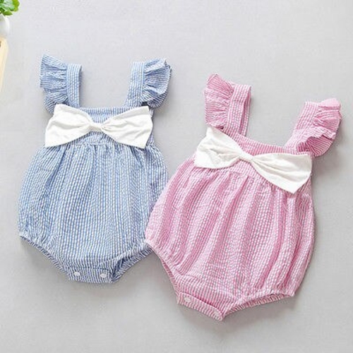 Striped Bowknot Newborn Kids Baby Girl Infant