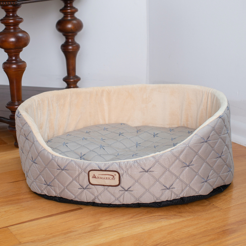 AeroMark C35HQH-MH Armarkat Cat Bed, Pale Silver and Beige C35HQH-