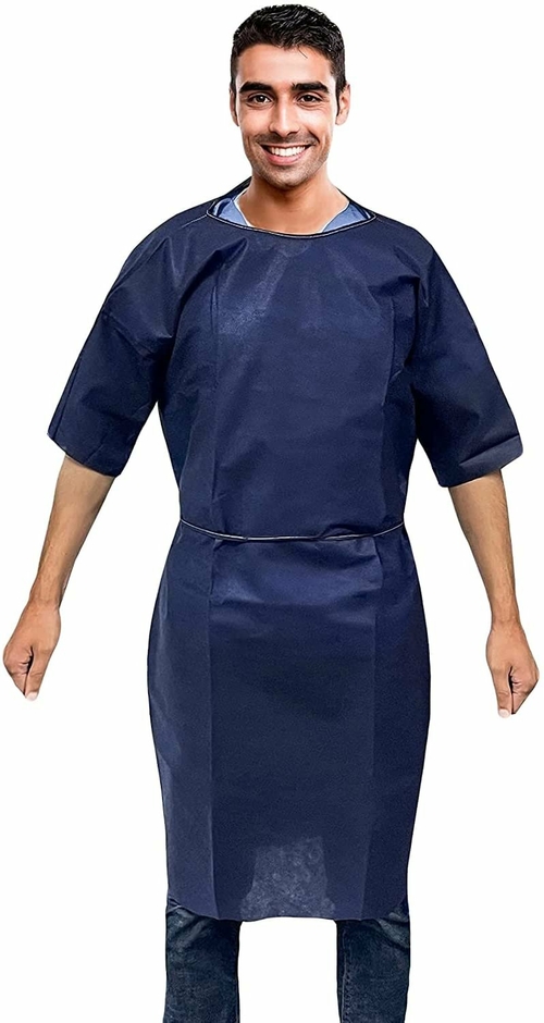 Disposable Medical Gowns XX-Large. Navy Blue Isolation Gown. 55 gsm