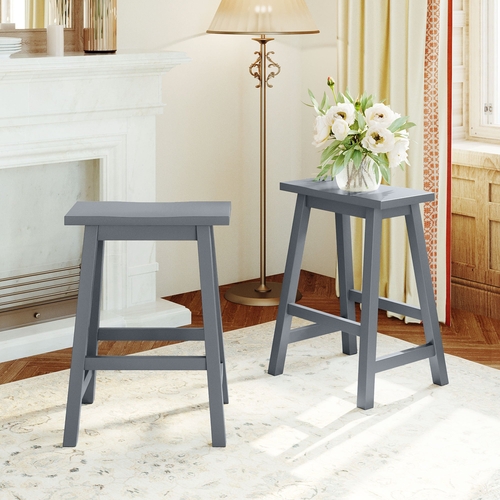 Farmhouse Rustic 2-piece Counter Height Wood Kitchen Dining Stools for