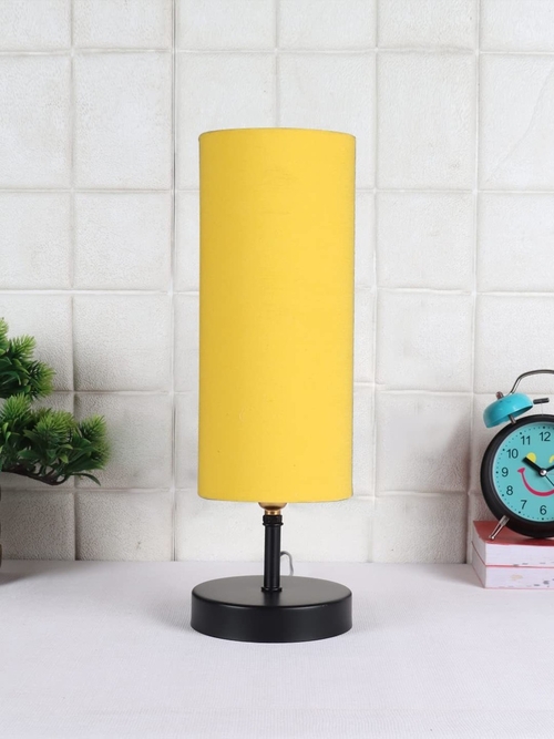 Iron Table lamp with Yellow Cotton Shade