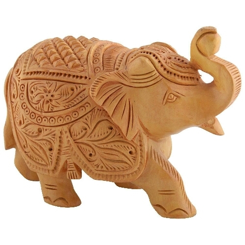 Wooden elephant Traditional carving Statue