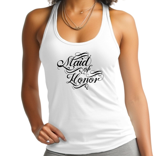 Womens Fitness Tank Top Graphic T-shirt - Maid of Honor - Wedding