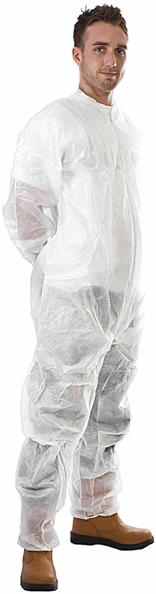 Disposable Coverall White Adult Coverall Large Polypropylene Fabric