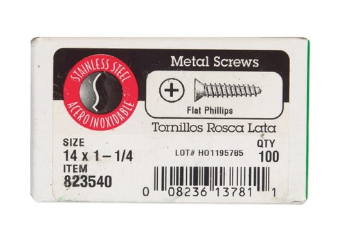 Hillman 823540 14 x 1.25 in. Phillips Flat Head Sheet Metal Screw  Sta