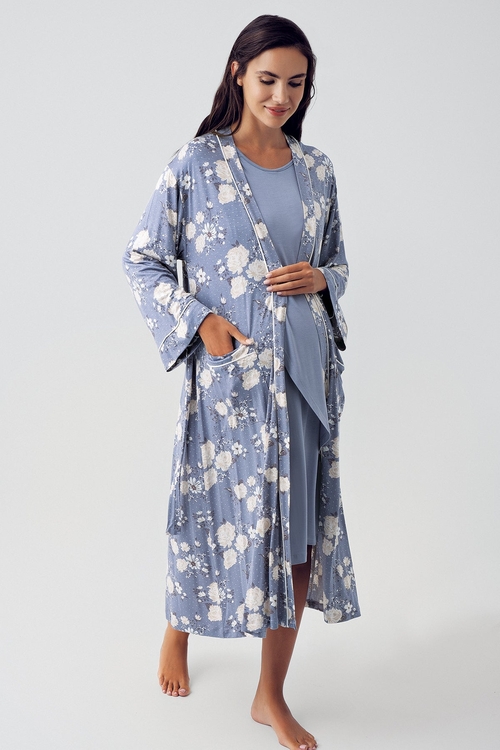 Shopymommy 15409 Wide Double Breasted Maternity & Nursing Nightgown