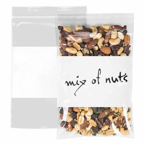 Pack of 1000 Zipper Bags with Write-On Block 6 x 9. Clear Polyethylene